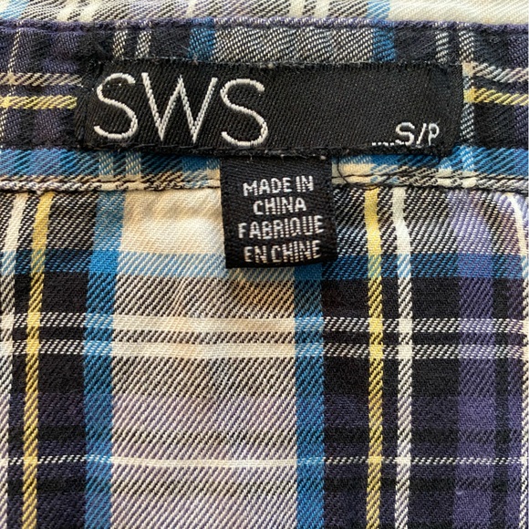 Blue black and white plaid button down shirt - Picture 5 of 5